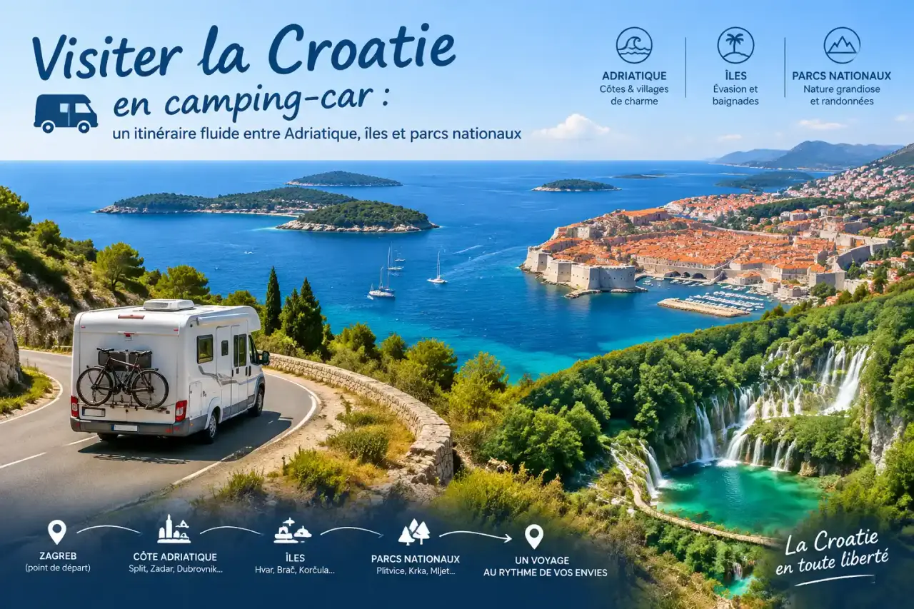 Visiter la Croatie en camping-car : un itinéraire fluide entre Adriatique, îles et parcs nationaux