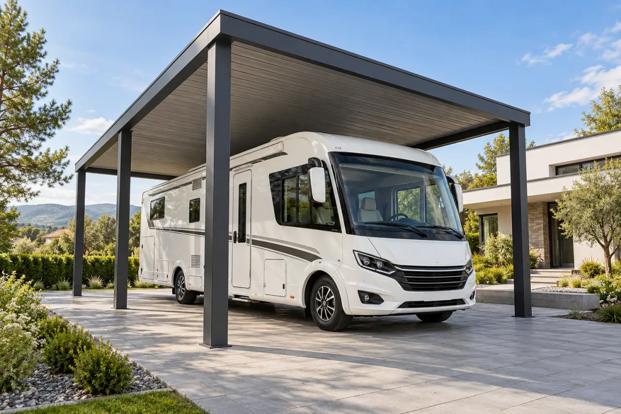 Carport camping-car 8x4 : la hauteur de passage compte autant que la surface