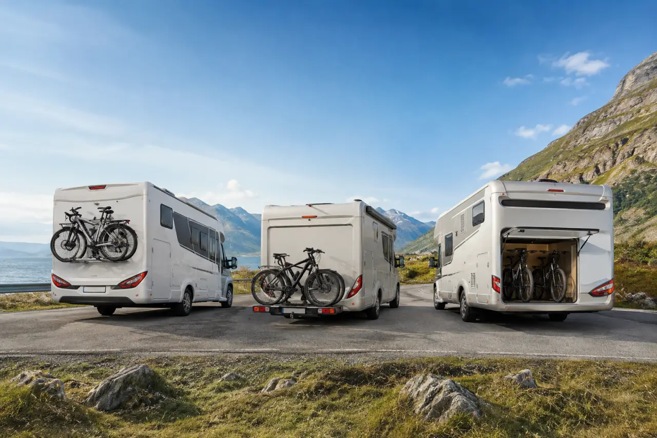 Porte-vélo pour camping-car : choisir entre paroi, attelage et soute sans se tromper