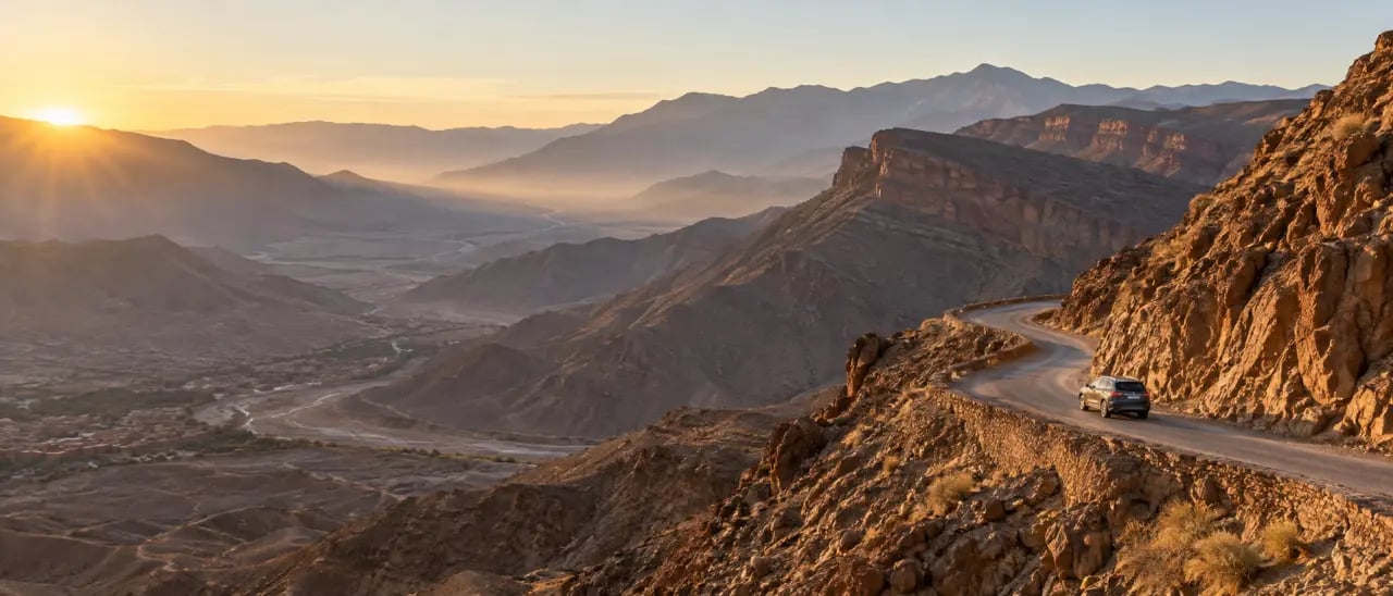 Route panoramique du Haut Atlas pendant un road trip Maroc
