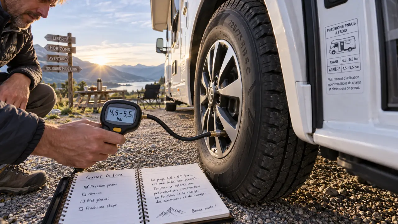 Pression des pneus de camping-car : 4,5 à 5,5 bar, un repère qui ne suffit pas